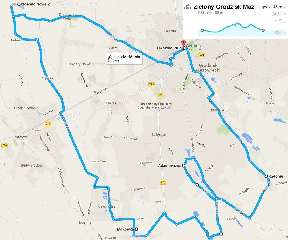 Zielony Grodzisk Mazowiecki mapa rowerowa